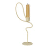 Minimalist beige candle holder with a wavy design, featuring a natural-colored candle in a smooth finish.