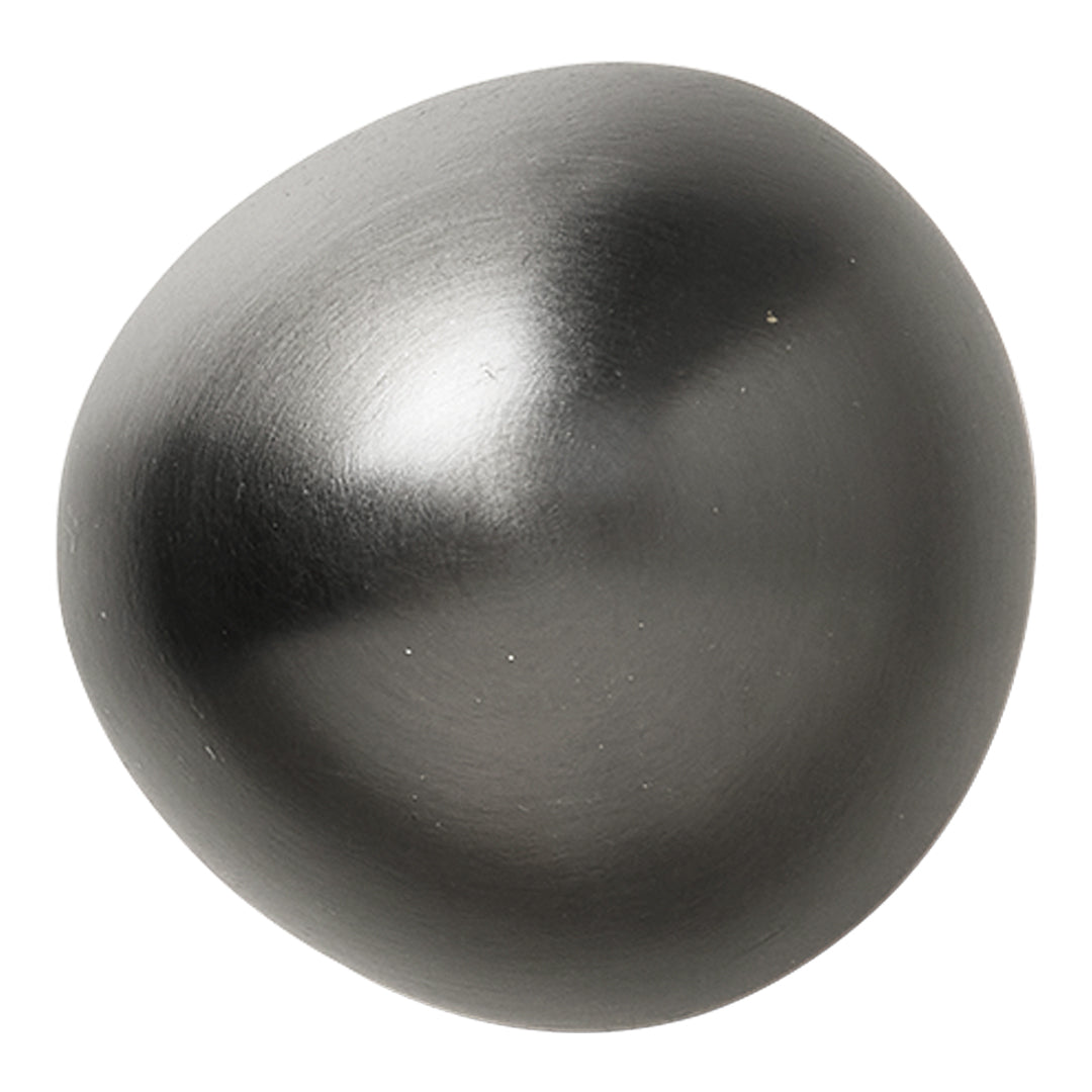 Sleek black metal decorative orb with a smooth, shiny finish and rounded shape. Ideal for modern decor.
