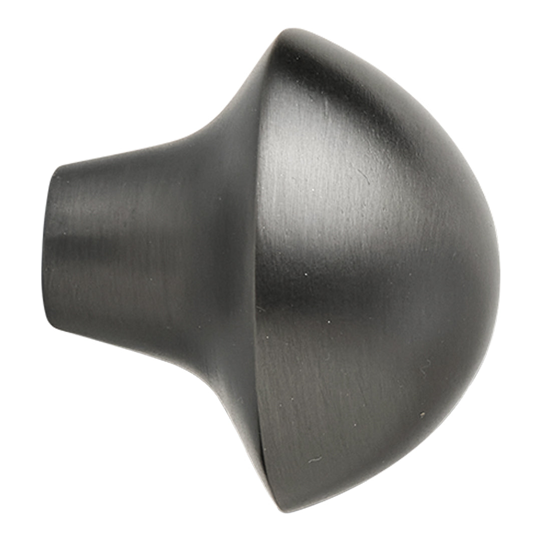 Sleek, brushed black metal cabinet knob with a smooth, rounded shape and minimalistic design.