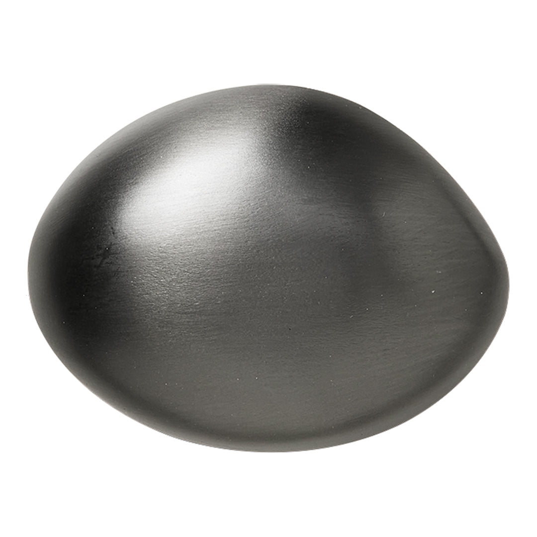 Brushed metallic gray egg-shaped decor with a smooth finish and subtle sheen. Perfect for modern home accents.