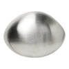Brushed silver egg-shaped decorative piece with a sleek, shiny finish. Ideal for modern home decor.