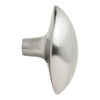 Sleek brushed stainless steel cabinet knob with a modern, smooth, dome-shaped design.