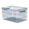 Wire storage basket in a sleek blue finish, featuring a clean, grid-like pattern for stylish organization.