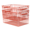 "Stackable wire basket in vibrant orange with an open-grid design for easy visibility and ventilation."