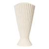 Elegant white ribbed vase with a fluted design, perfect for modern decor and floral arrangements.