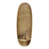 Brushed gold wall vase with a smooth, oval shape and minimalist design. Ideal for modern decor.