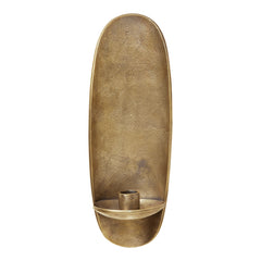 Brushed gold wall vase with a smooth, oval shape and minimalist design. Ideal for modern decor.
