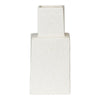 White ceramic vase with a sleek, modern design and smooth texture. Perfect for minimalist decor.