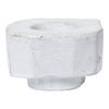 White textured candle holder with a geometric design and subtle speckles, perfect for modern decor.