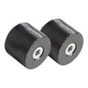 Black rubber rollers with a textured surface, featuring a smooth center and round shape. Perfect for various applications.