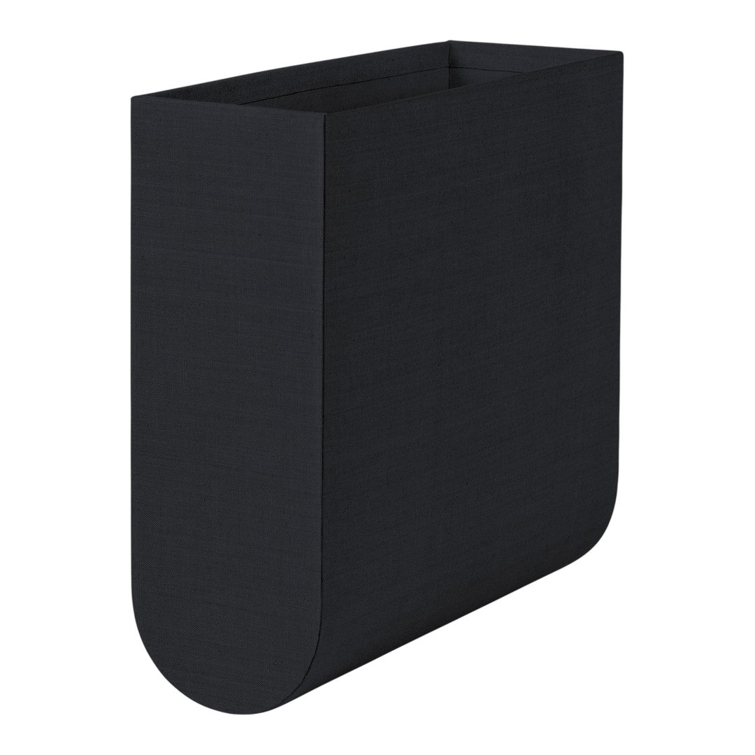 Black geometric planter with a smooth matte finish and rounded edges, perfect for modern decor.