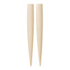 Natural beige wooden knitting needles with a smooth, tapered design. Ideal for various yarn projects.