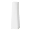 Sleek white geometric vase with a modern design and smooth surface, perfect for minimalistic decor.