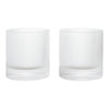 Clear glass tumblers with vertical ribbed texture, featuring a modern and elegant design. Perfect for any occasion.