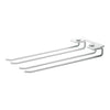White metal hooks with a simple, minimalist design, featuring a sleek, smooth finish and no intricate patterns.