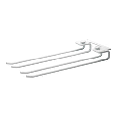 White metal hooks with a simple, minimalist design, featuring a sleek, smooth finish and no intricate patterns.