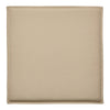 Beige square cushion with a smooth texture and subtle, solid pattern. Ideal for home decor.