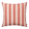 Rose and cream striped throw pillow with a modern design, perfect for adding a pop of color to any decor.