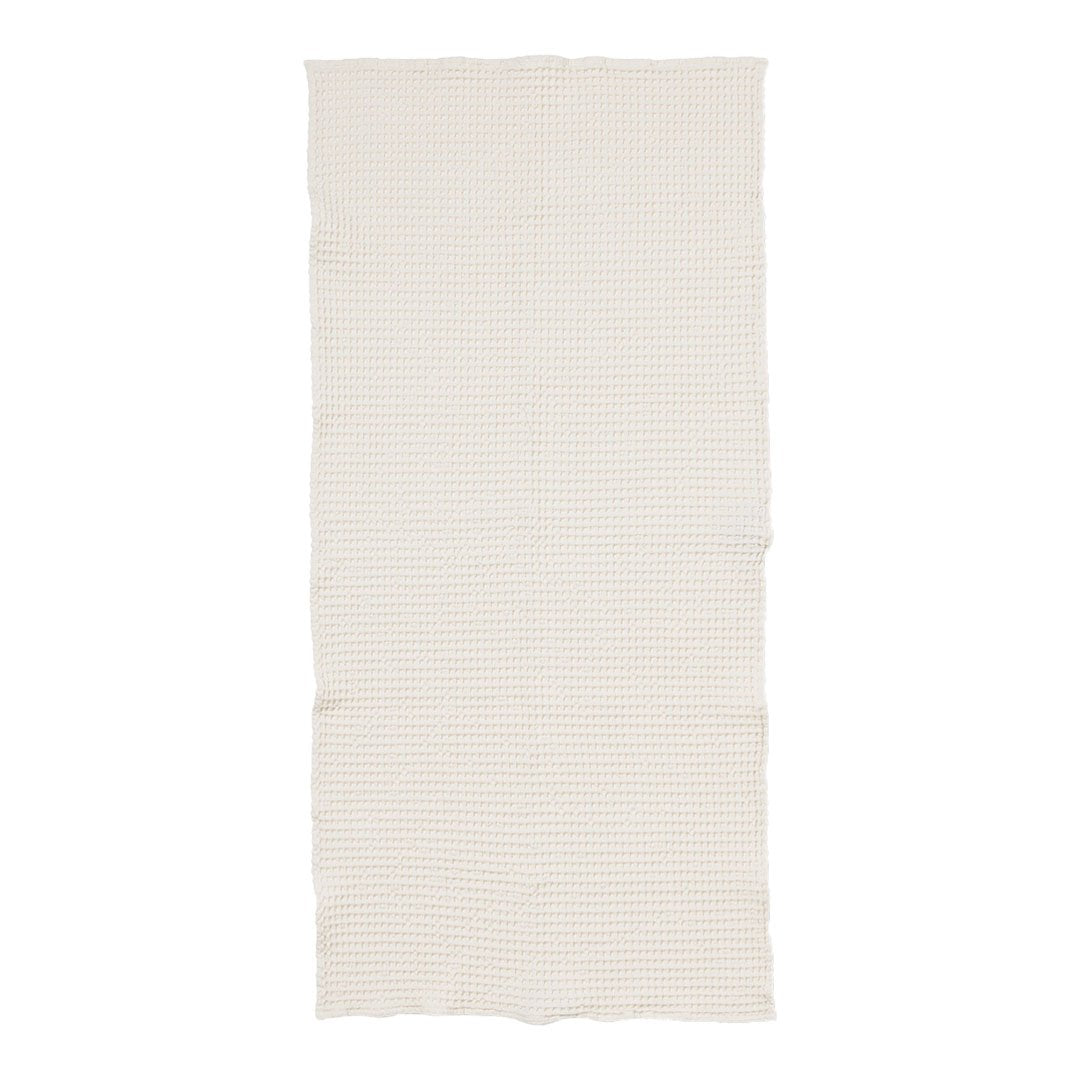 Cream and white striped fabric showcasing a subtle texture, ideal for home decor accents.