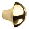 Shiny golden cabinet knob with a sleek, rounded design and reflective surface, perfect for modern decor.