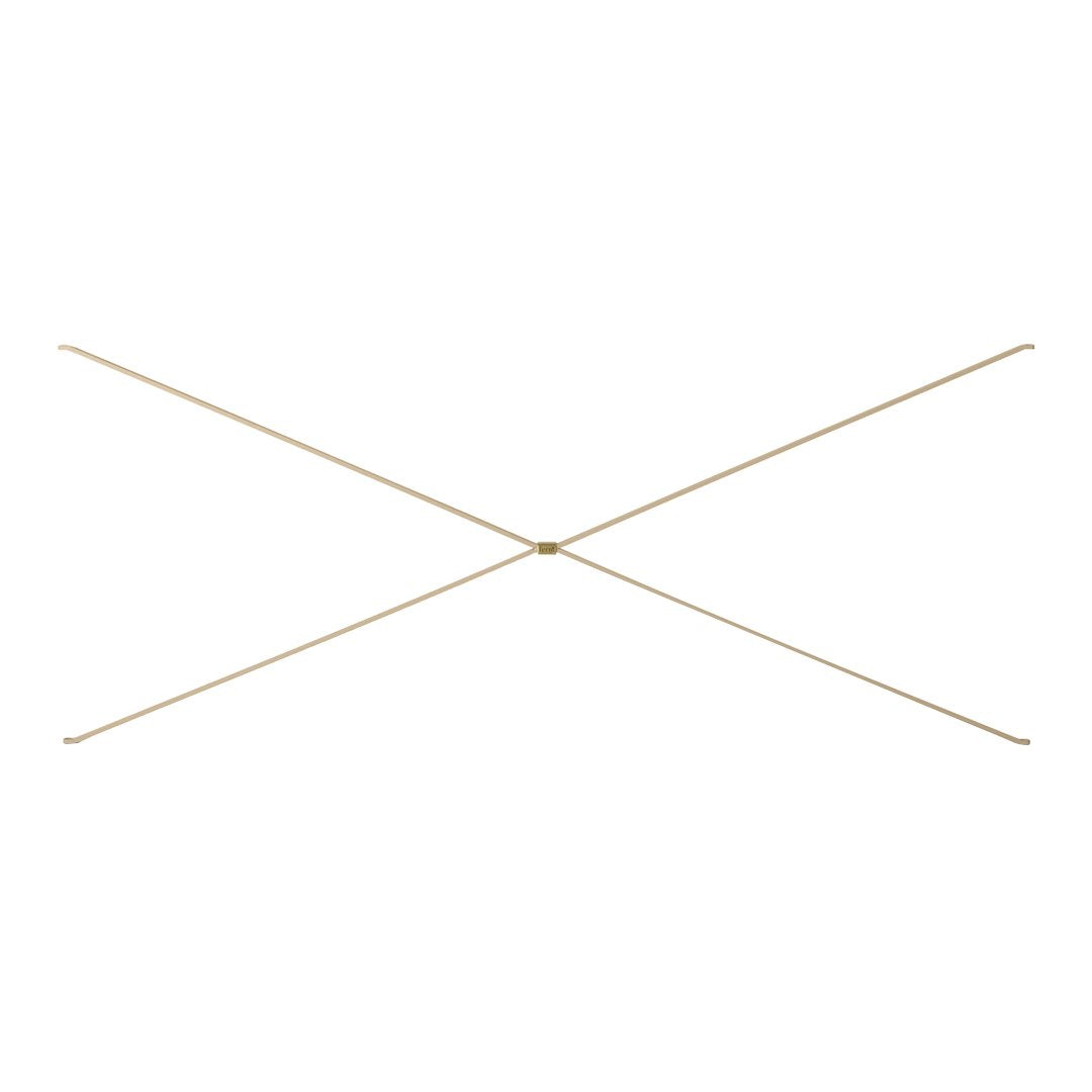 "Golden metal cross design with sleek lines, perfect for modern decor accents."