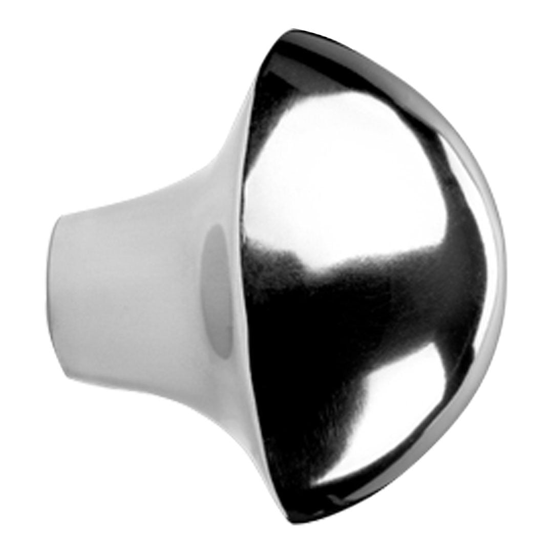 Shiny silver knob with a smooth, modern design, perfect for contemporary home décor.