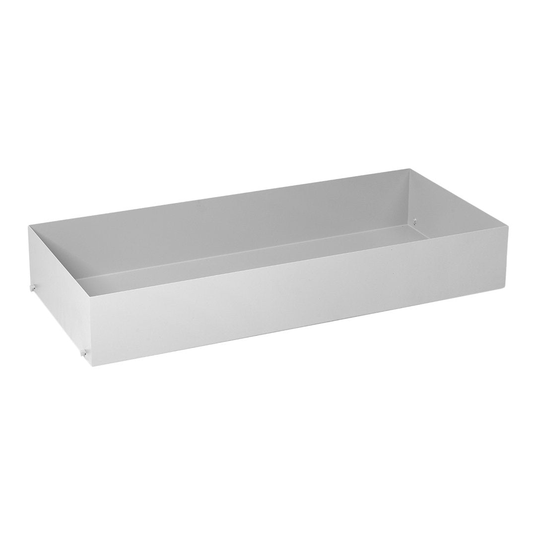 White rectangular storage tray, sleek design, smooth surface, minimalist style, ideal for organizing essentials.