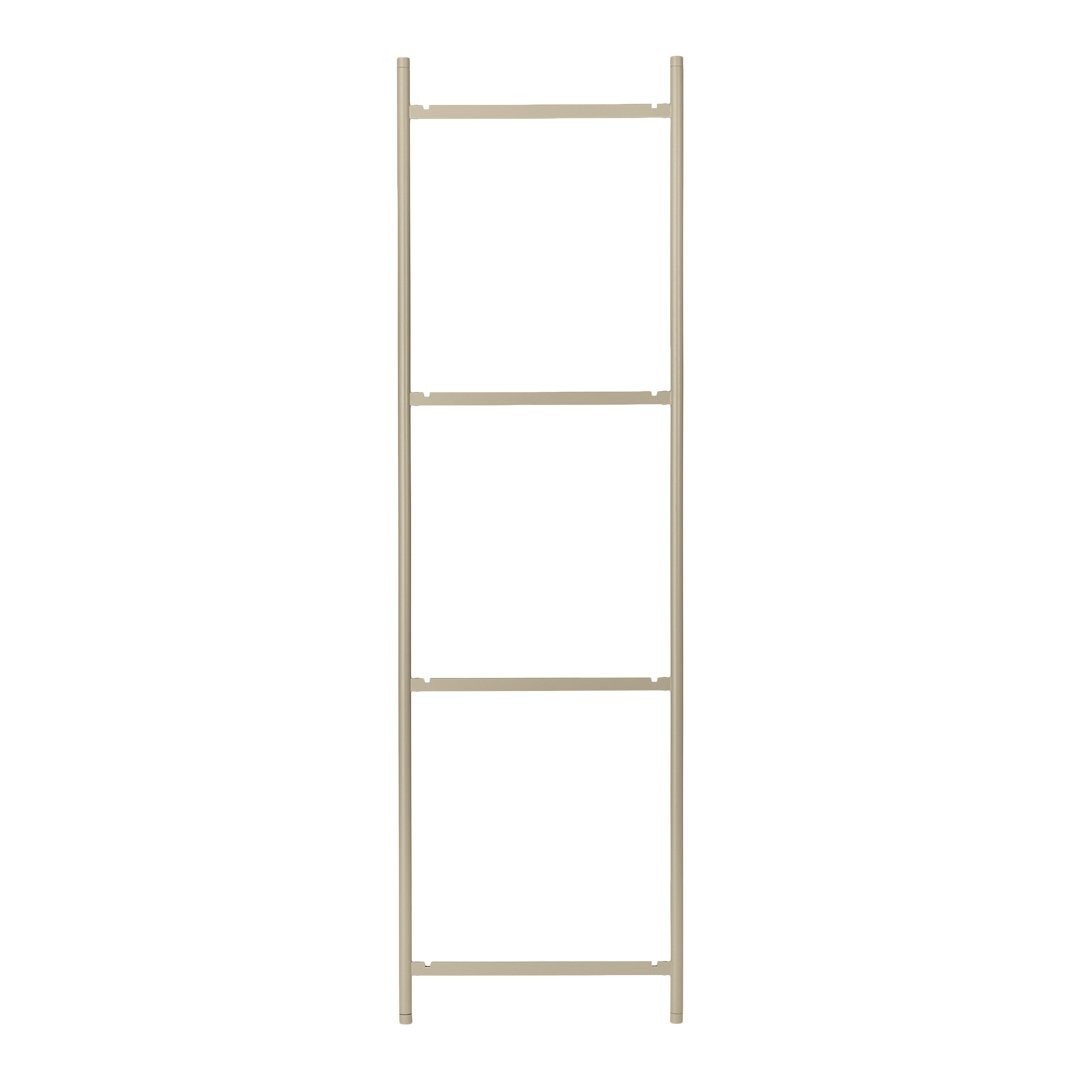Minimalist beige ladder shelf with a smooth finish and sleek vertical lines, perfect for stylish storage.