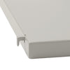Light gray metal shelf edge with a clean, smooth finish, featuring a subtle matte texture.