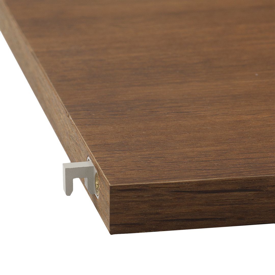 Dark brown wood-patterned surface with a sleek edge detailing. Ideal for modern furniture applications.