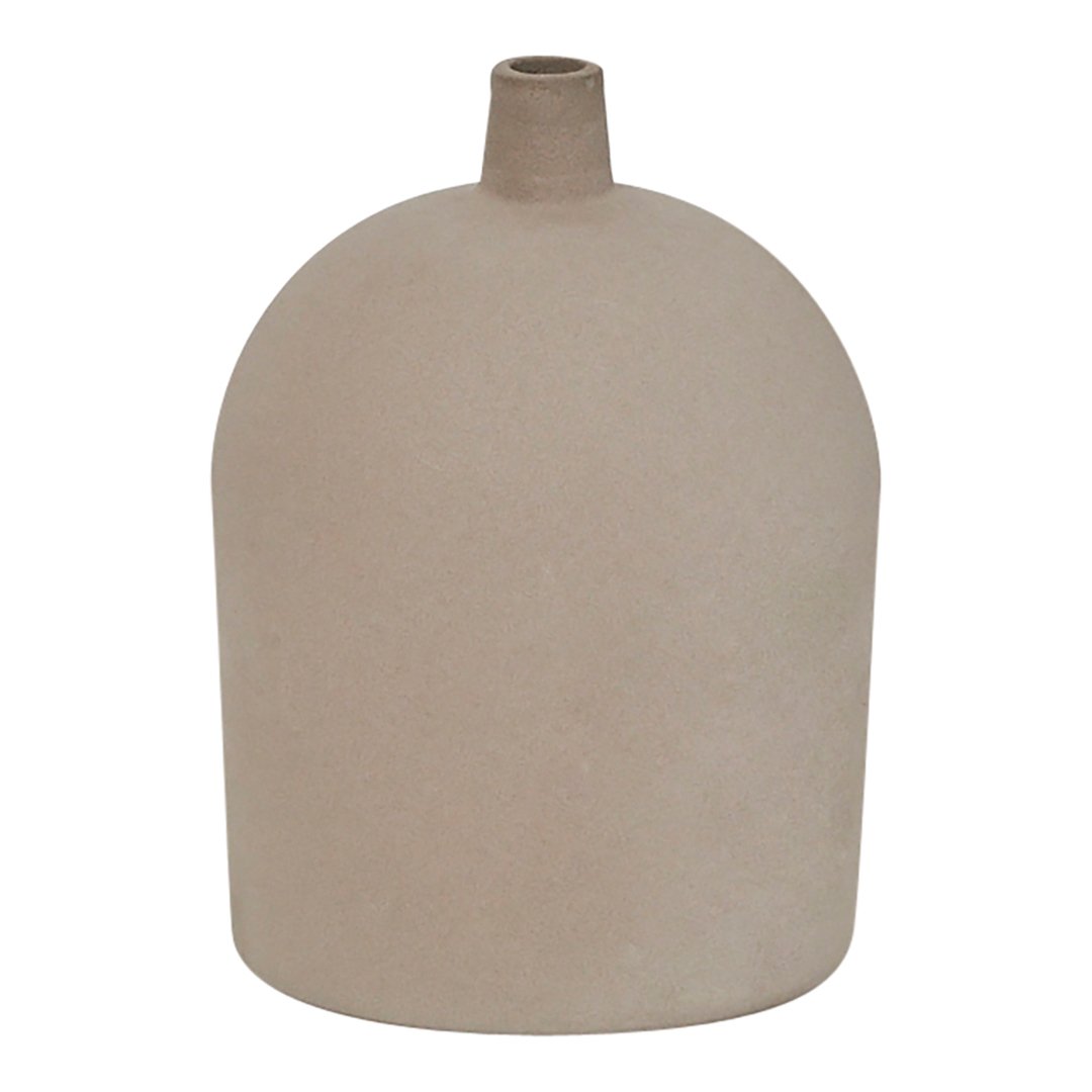 Beige ceramic vase with a smooth, rounded shape and minimalist design, perfect for modern decor.