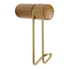 Natural wood finish with a smooth grain pattern, paired with a sleek gold metal hook for a modern look.