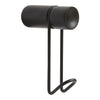 Black metal wall hook featuring a sleek cylindrical design and simple curved wire support. Elegant and minimalist style.