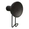Sleek black wall hook with a round top and minimalist design, perfect for modern decor.