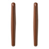 "Set of two elongated wood handles in rich brown, featuring a smooth, minimalist design."
