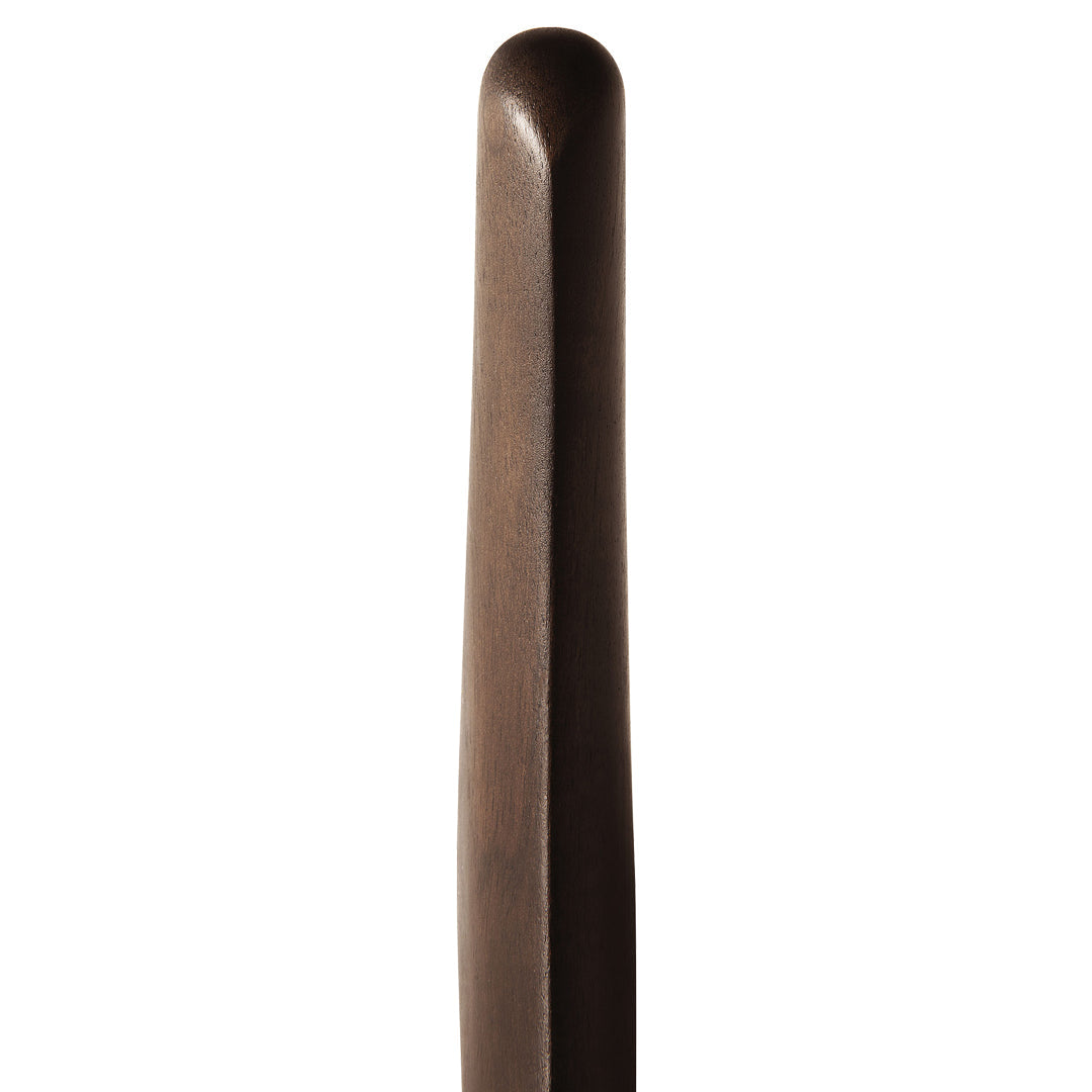 Sleek brown wooden stick with a smooth finish and rounded tip, showcasing natural wood grain texture.