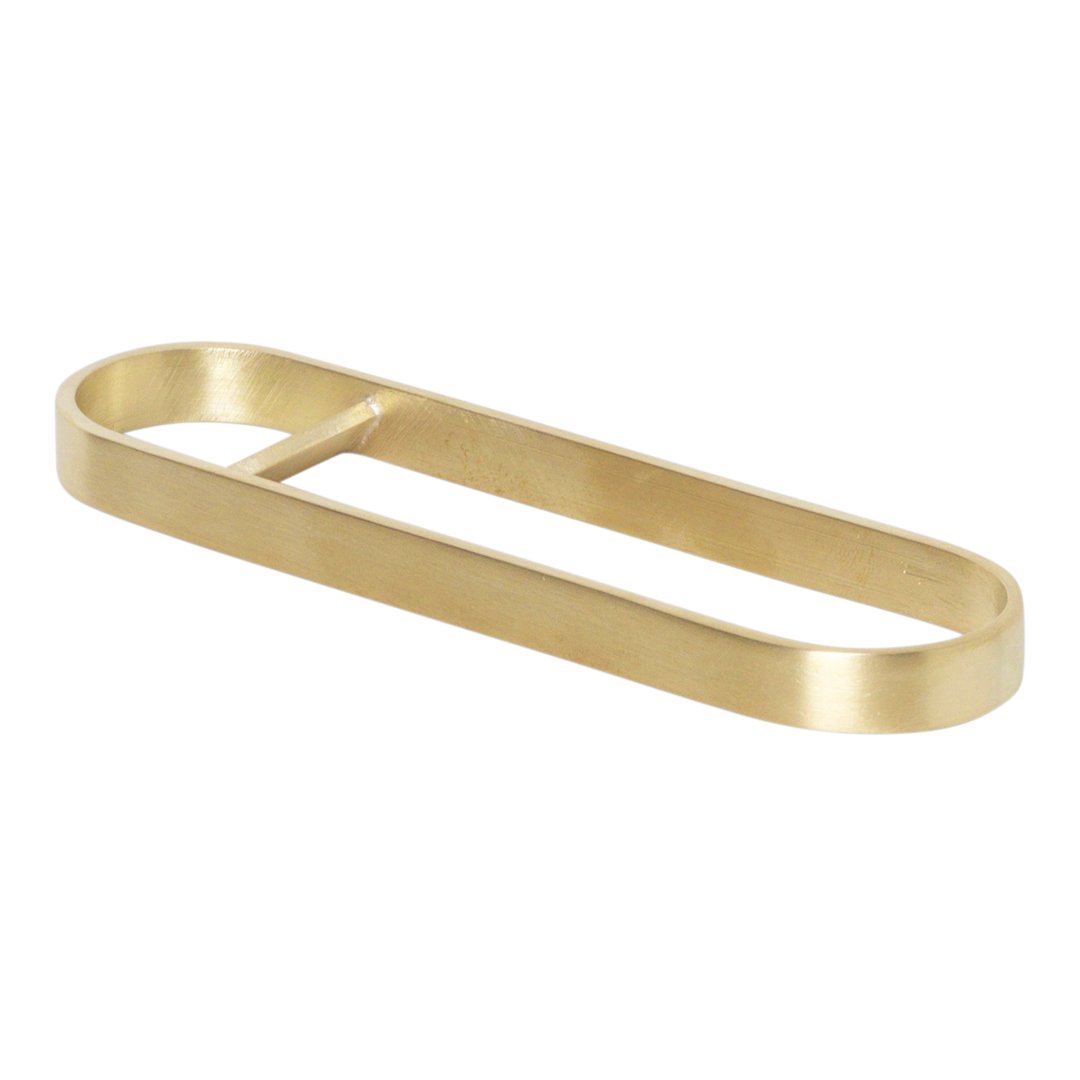 Brushed gold metal holder with a sleek, modern oval design, adding a touch of elegance to any decor.