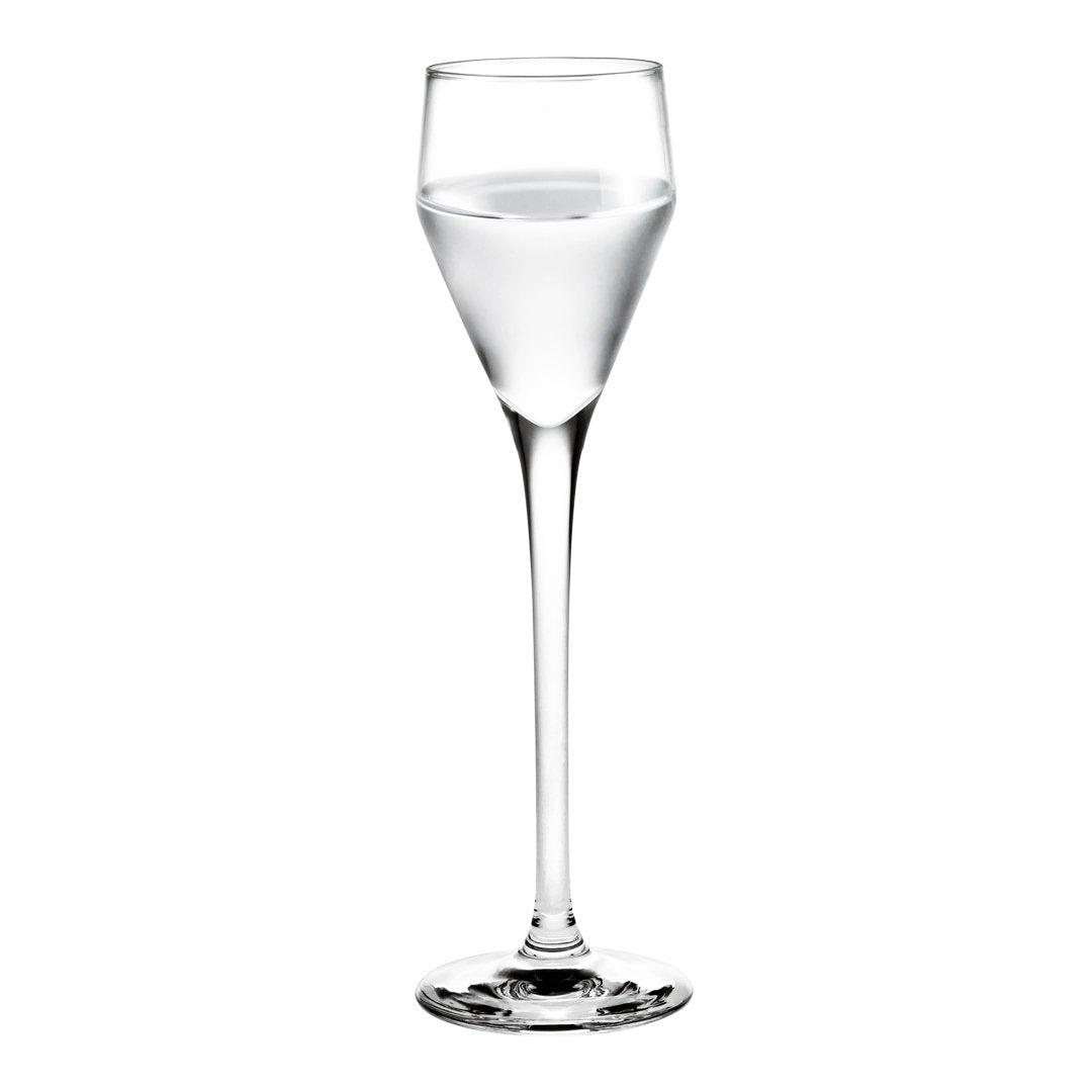 Clear, elegant glass with a tall stem, featuring a smooth and glossy finish for a sophisticated look.
