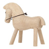 Natural wood horse figurine with a smooth finish, featuring light beige tones and minimalist design.