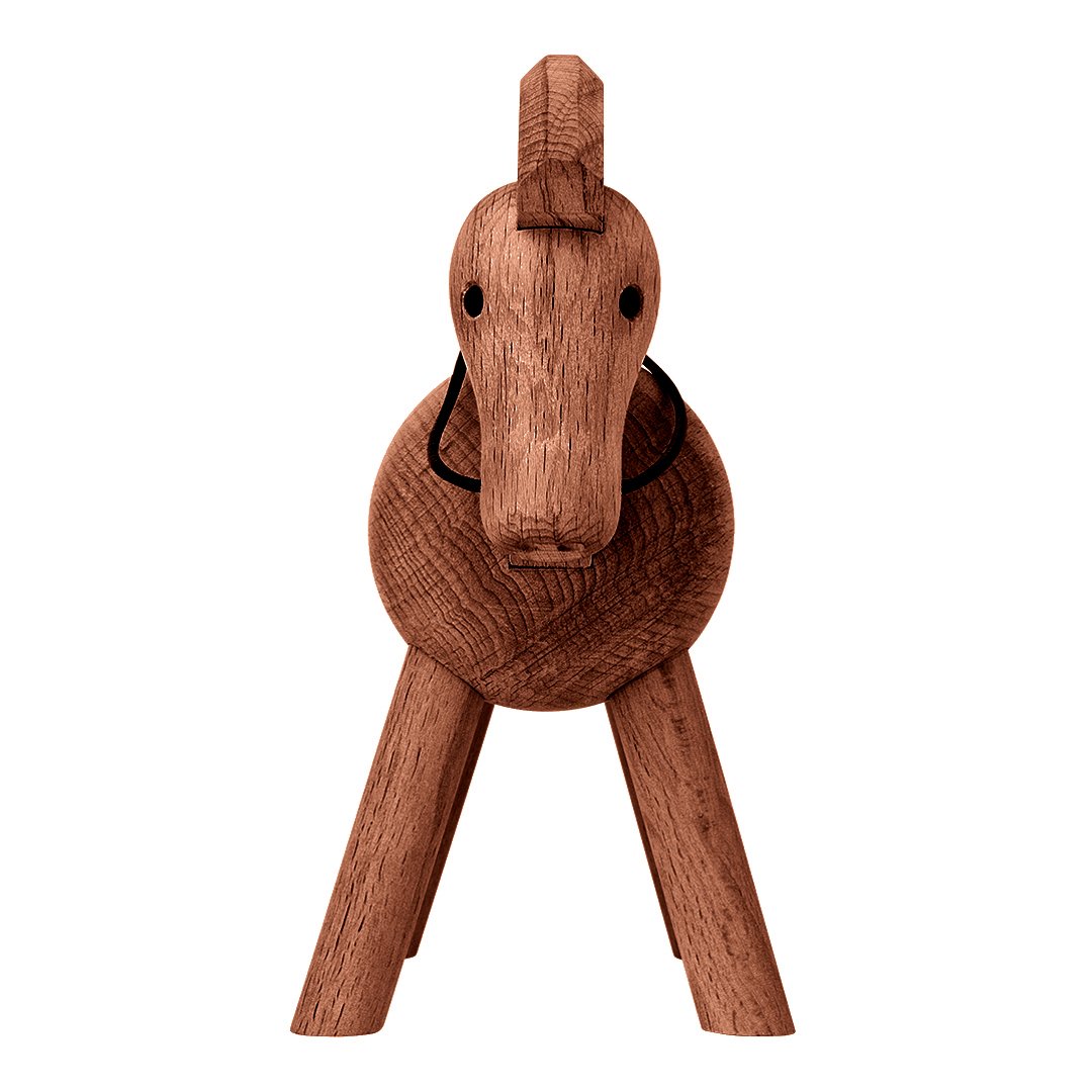 Wooden horse figurine in rich brown tones, featuring smooth, natural grain patterns for a rustic aesthetic.