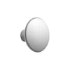 Brushed silver round knob with a smooth, reflective surface for modern cabinetry and furniture accents.