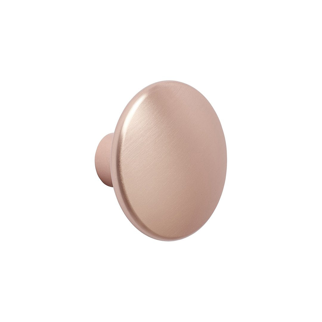 Sleek rose gold round cabinet knob with a smooth, brushed finish, perfect for modern decor.