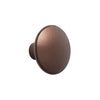 Round bronze cabinet knob with a smooth, matte finish and minimalistic design, ideal for modern home decor.