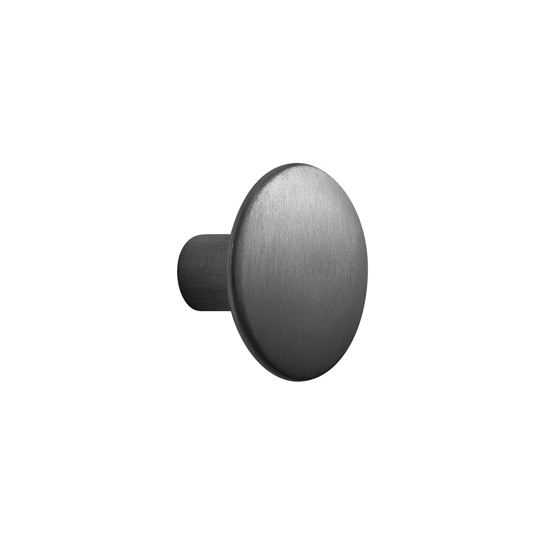 Matte black round cabinet knob with a smooth, sleek finish, ideal for modern decor. Perfect for minimalist styling.