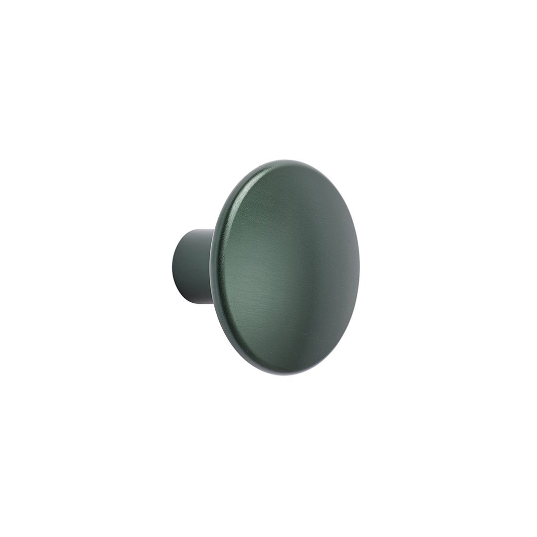 Matte dark green round cabinet knob with a smooth finish, ideal for modern decor.