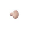 Rose gold round cabinet knob with a smooth, metallic finish, perfect for adding elegance to your decor.