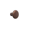 Brushed bronze round cabinet knob with a smooth, matte texture, ideal for modern home decor.