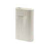 Elegant white vase with vertical ribbed texture, perfect for modern decor.