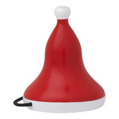 Red and white bell-shaped decor with a glossy finish and smooth curves. Perfect for festive displays.