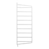 White vertical organizer with horizontal lines, sleek design and minimalist style for efficient storage solutions.